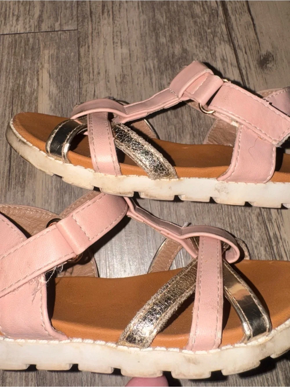 Tahari Pink and Metallic Gold Kids Sandals